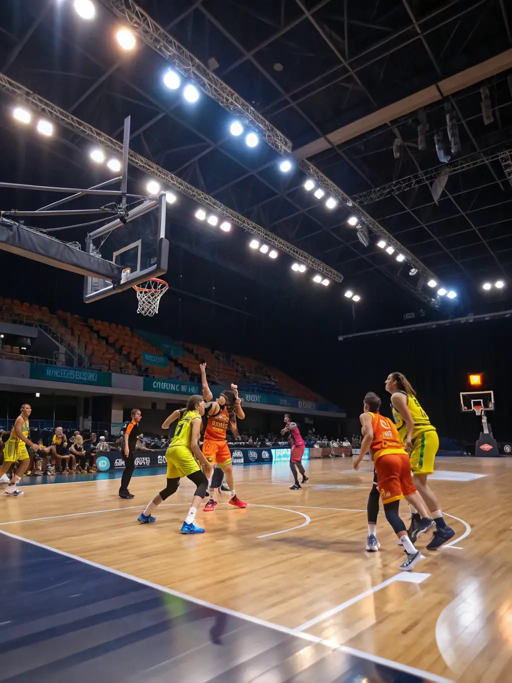 An action shot from a recent basketball tournament hosted by MAGNY SPORTS LOISIRS, highlighting the competitive spirit and teamwork.